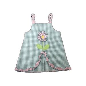 Good lad 12M Baby Girl Gingham Dress Pink Flower Appliqué Ruffle Trim Summer‎